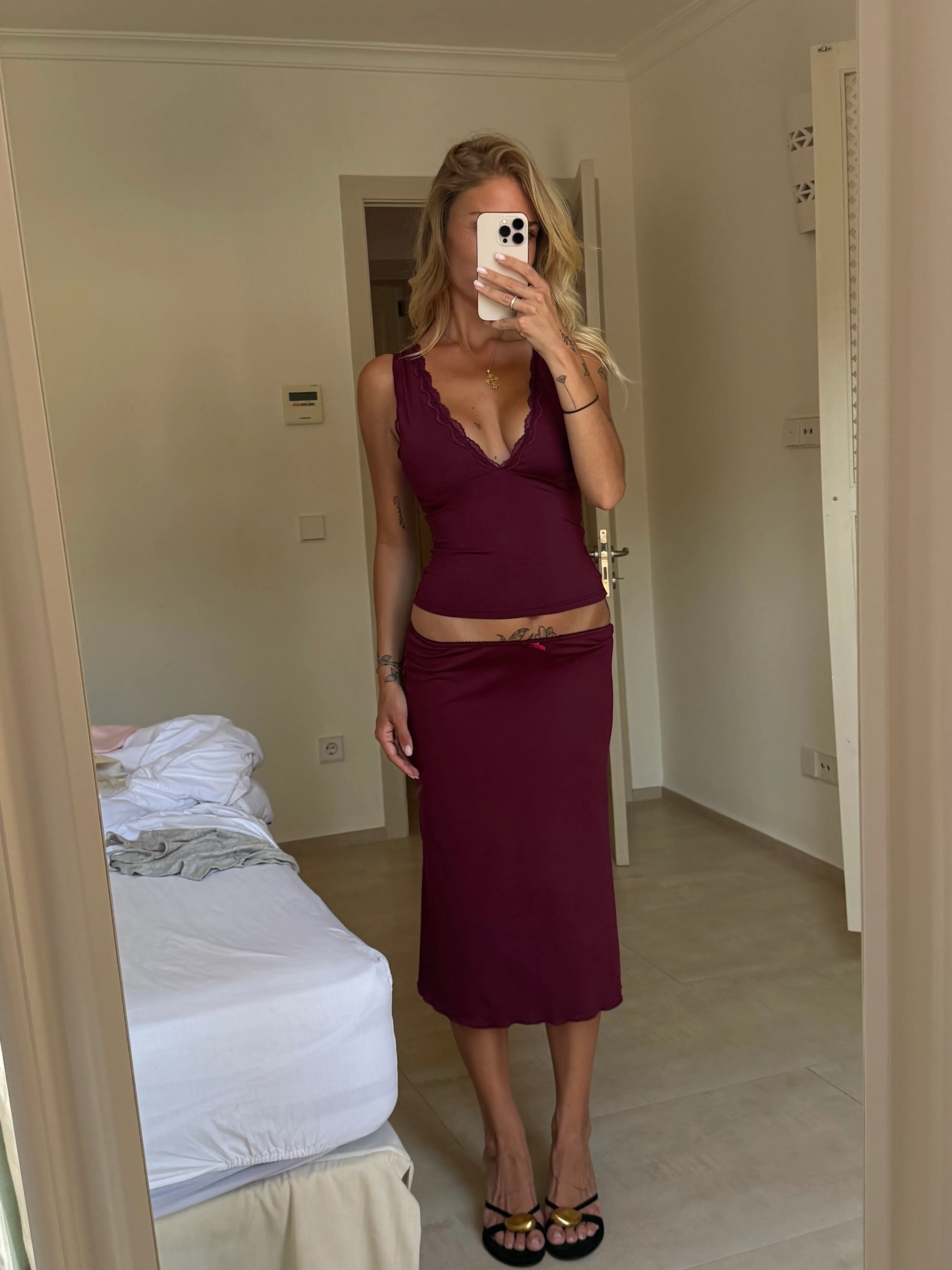 Helia basic skirt - Burgundy - Image 8