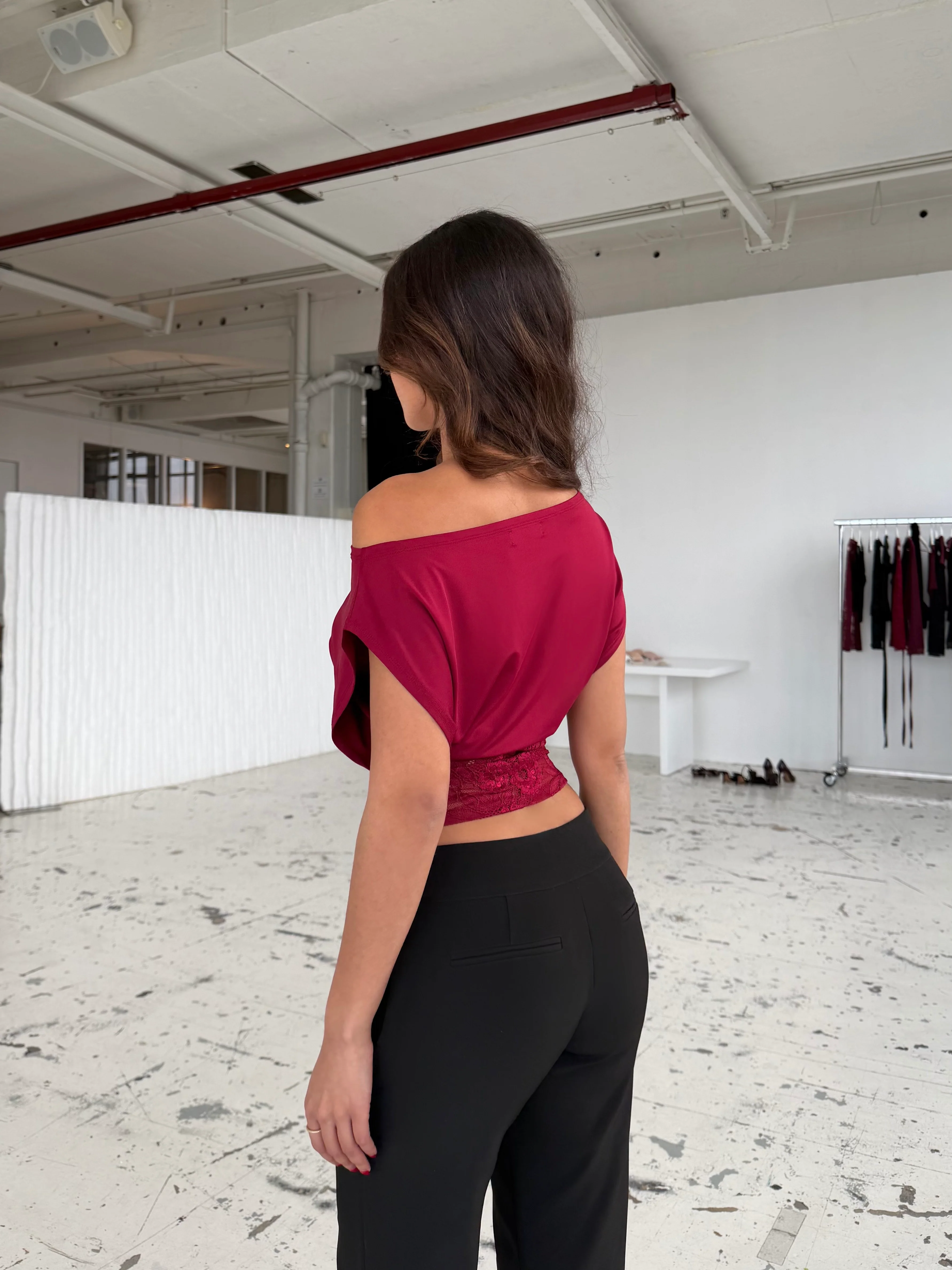 Hera basic lace top - Dark red - Image 2