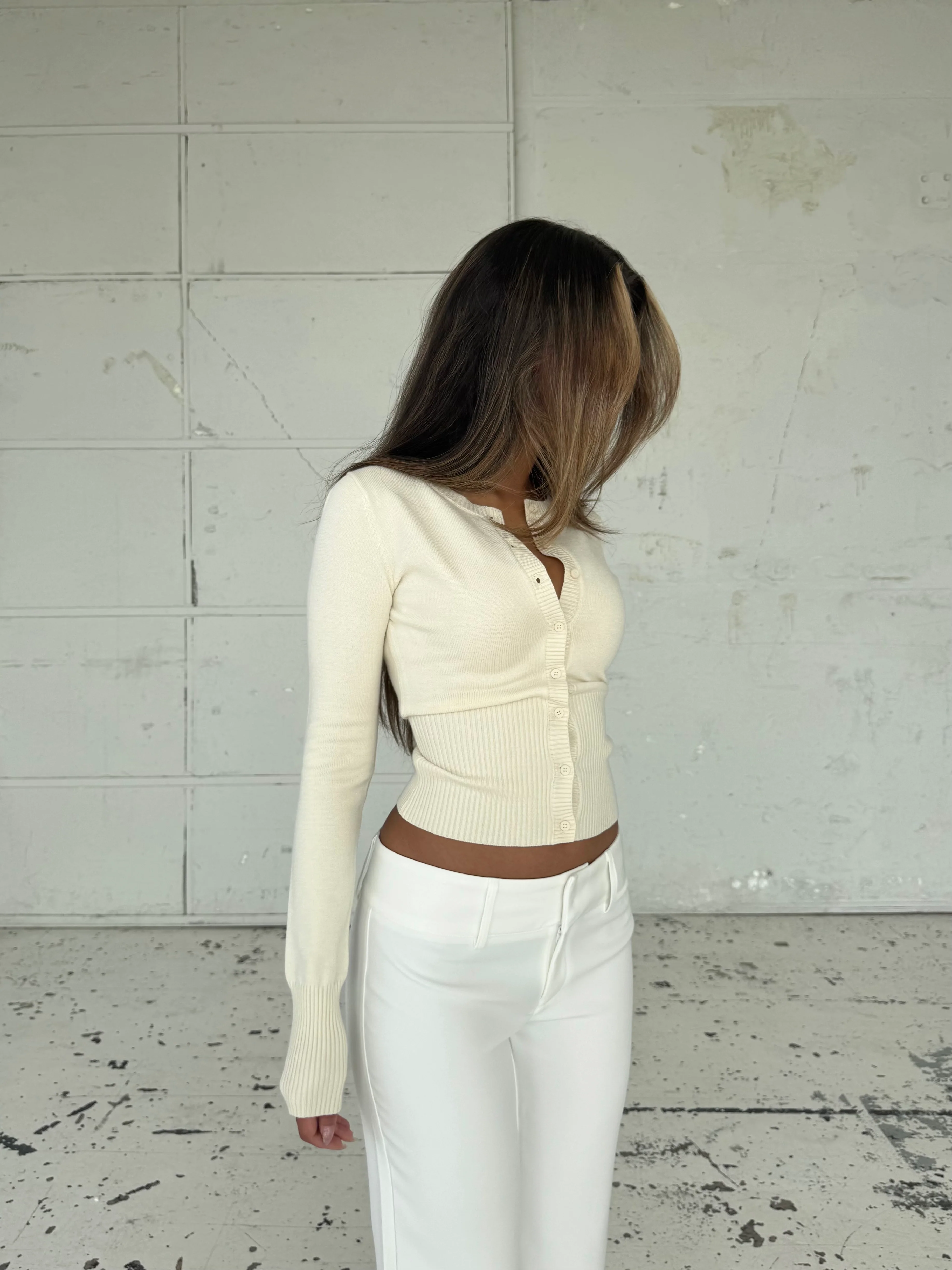 Knit Cardigan - cream - Image 3