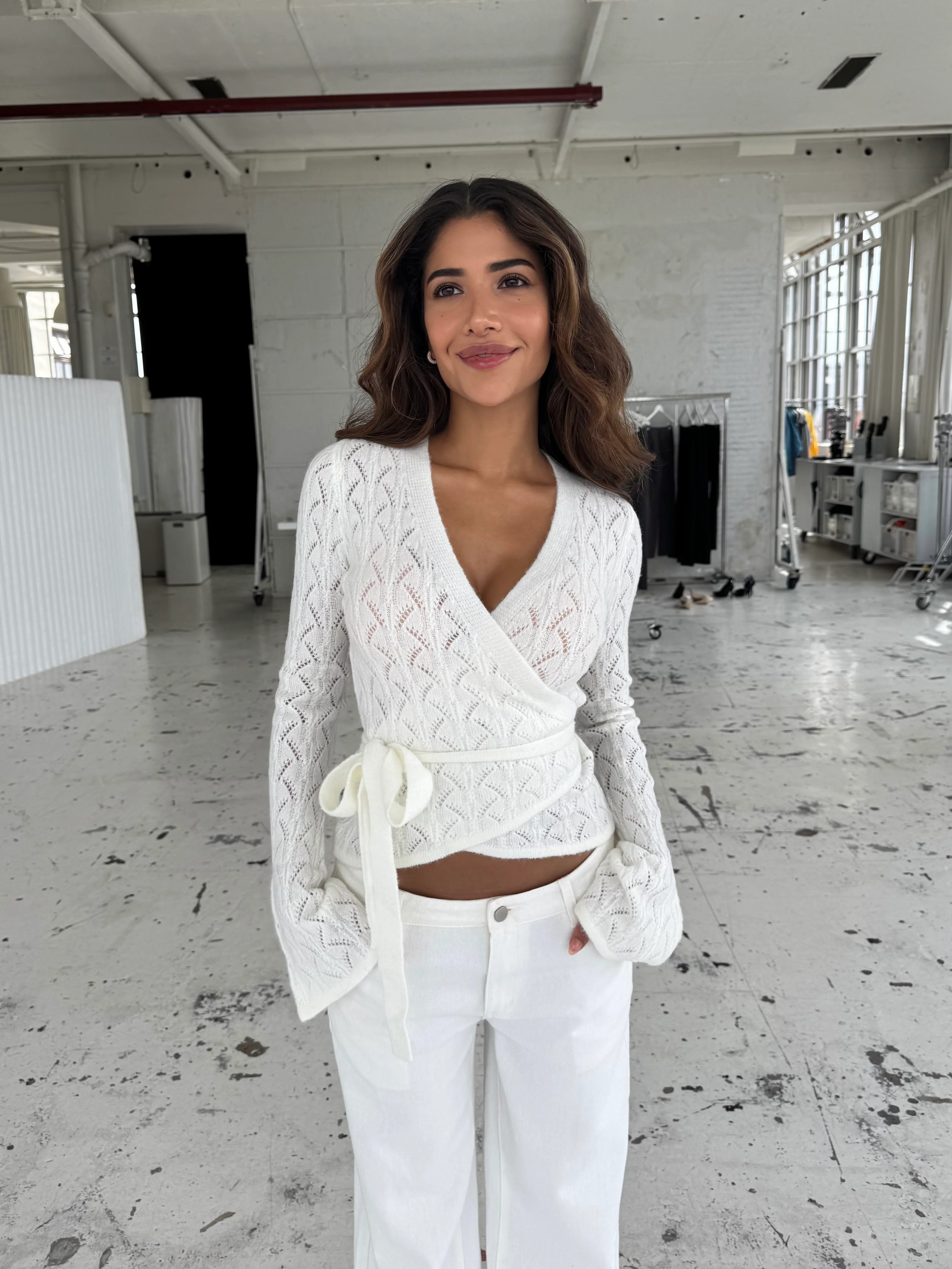 Lacework wool ballerina - White