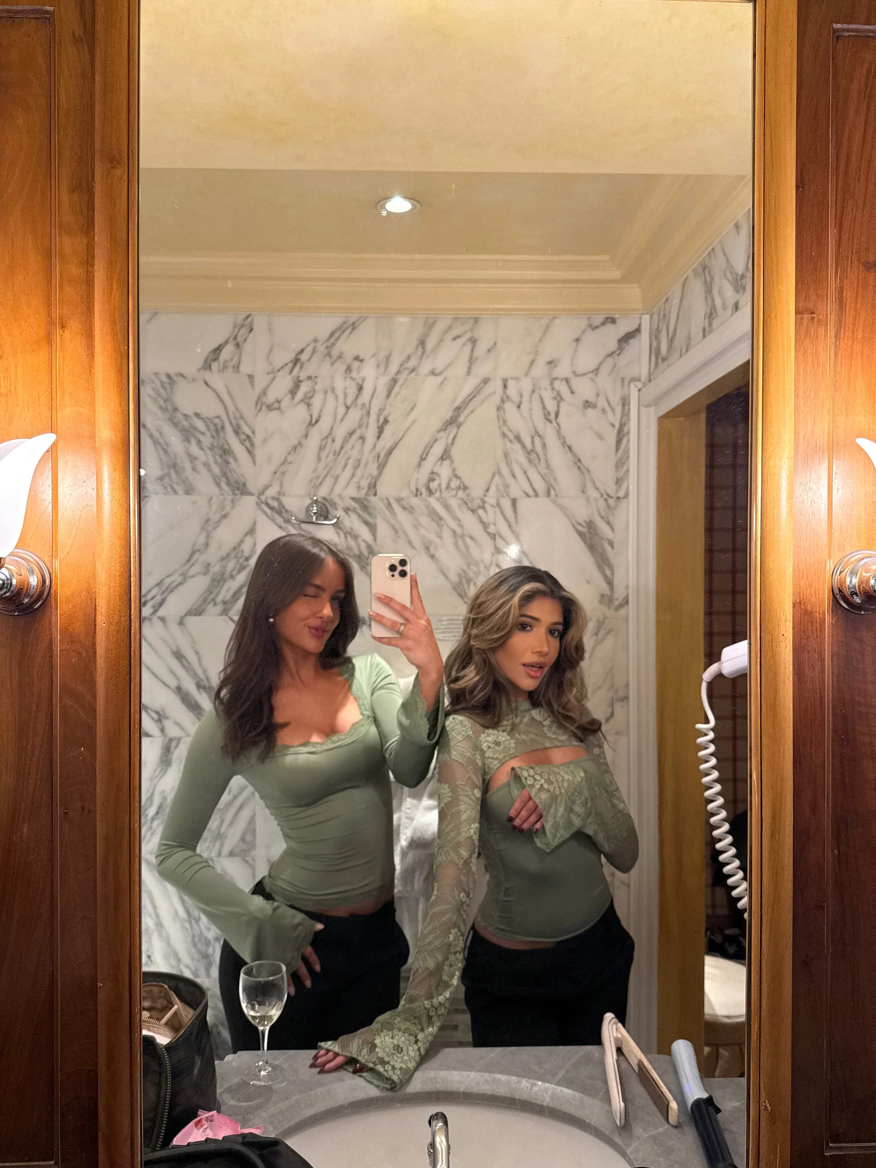 Lara lace long sleeve top - sage - Image 4