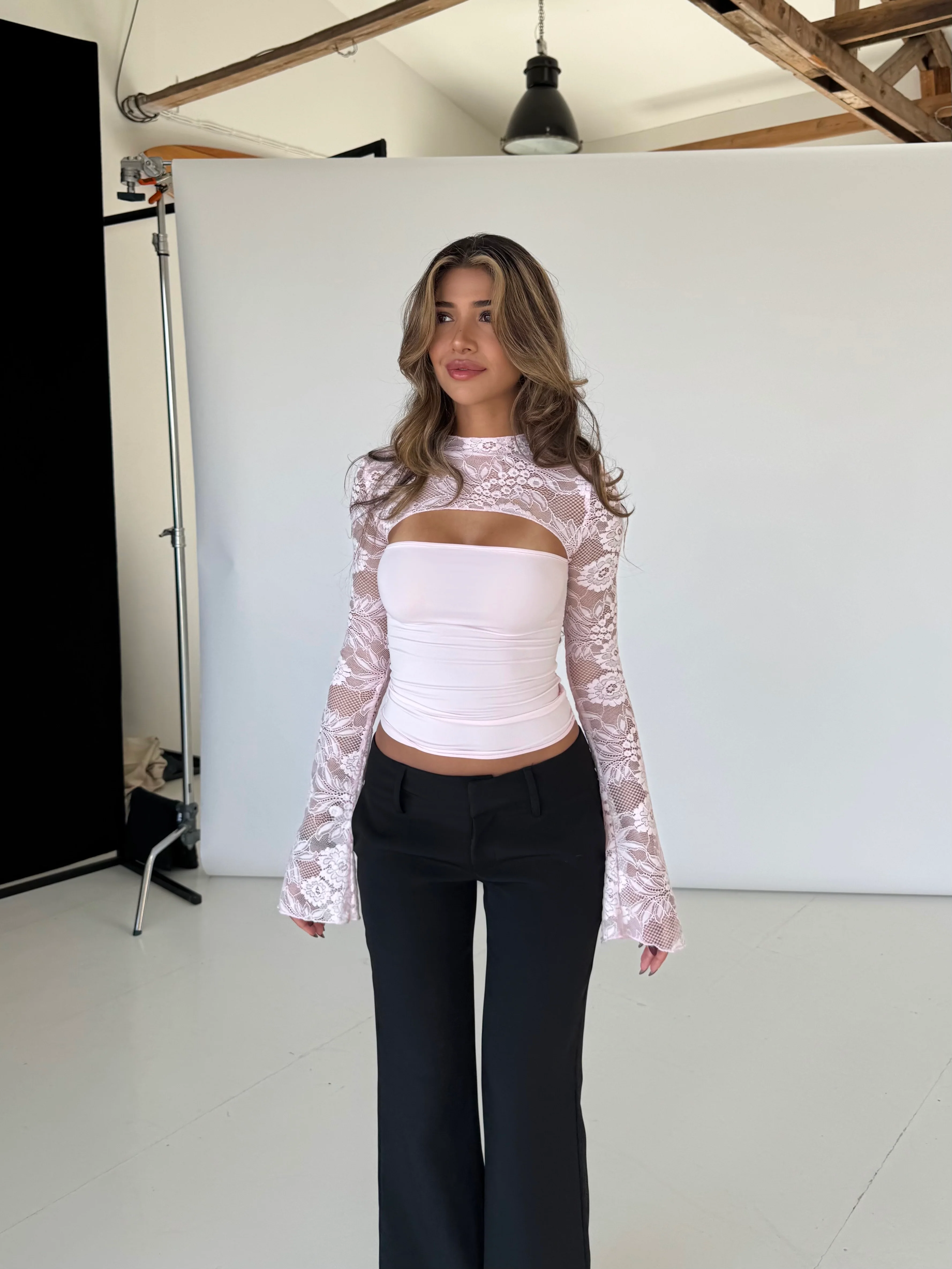 Lara lace long sleeve top - Pink - Image 2