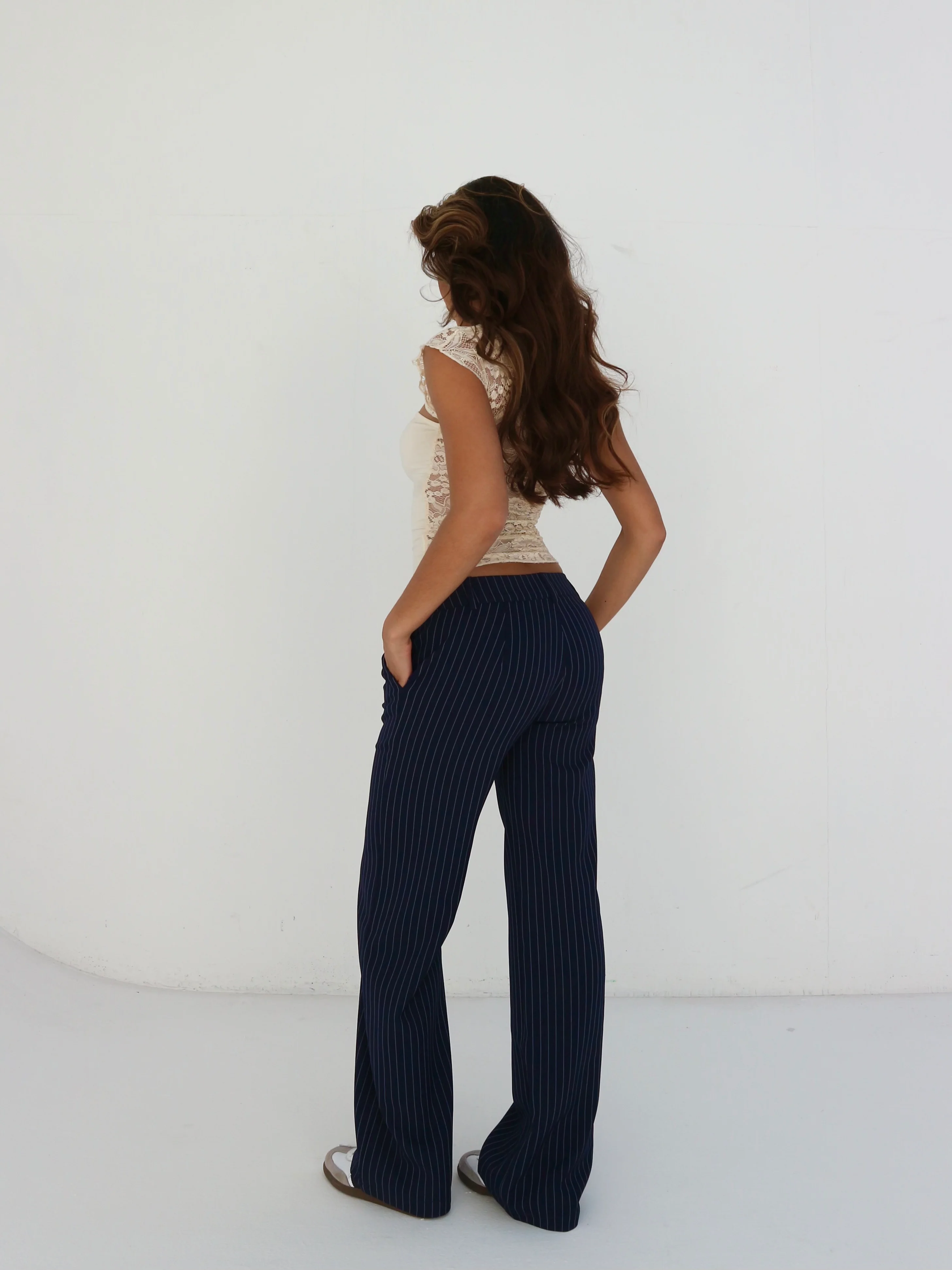 Lina low waist trousers - black striped - Image 2