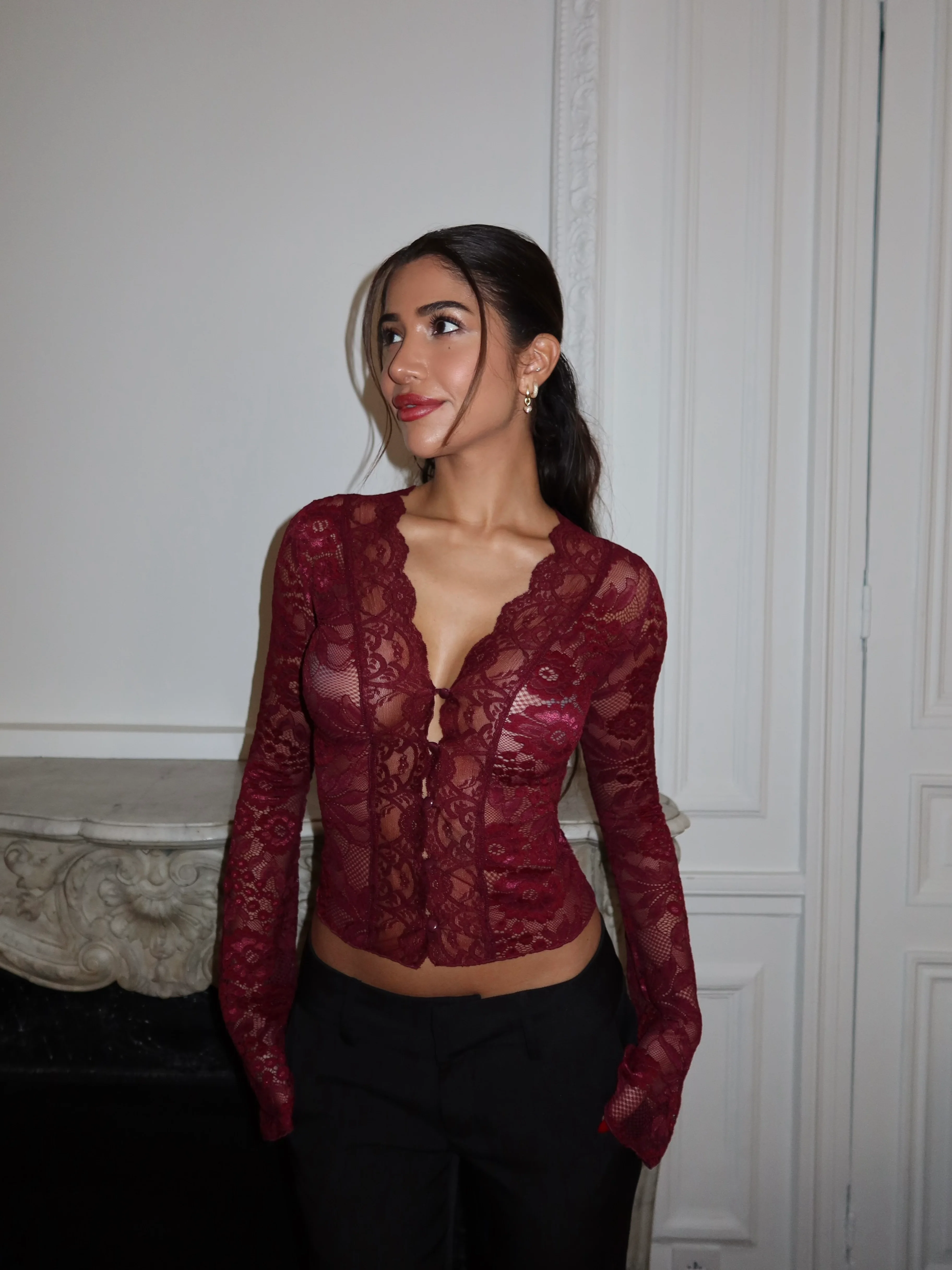 Pretty Luna lace top - Bordeaux