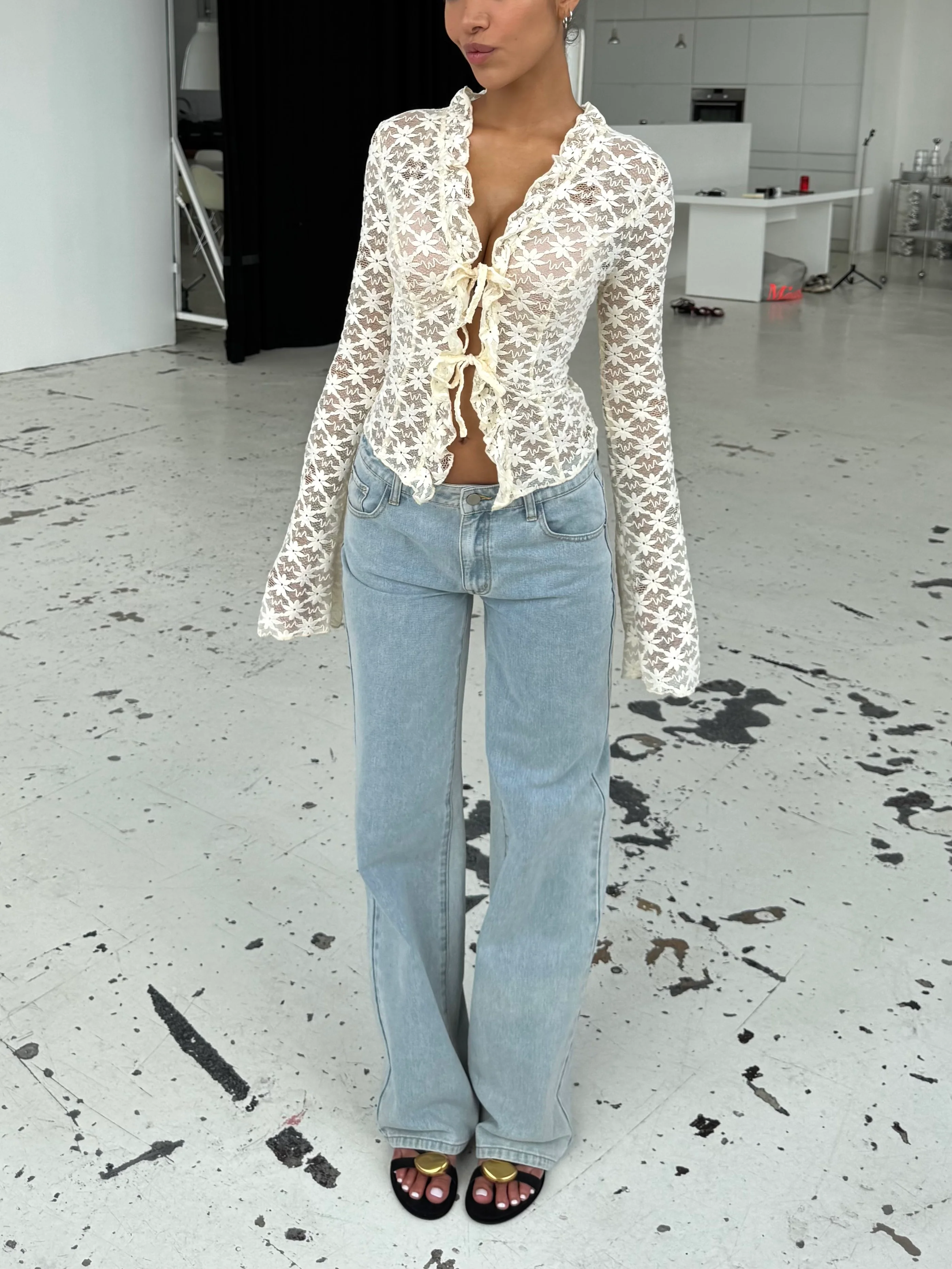 Thalia Trim lace top - cream - Image 6